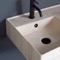 Beige Travertine Design Ceramic Console Sink and Matte Black Stand, 24